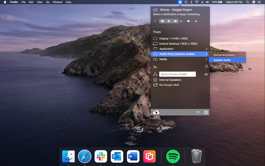 Select "Audio Only" in AirParrot