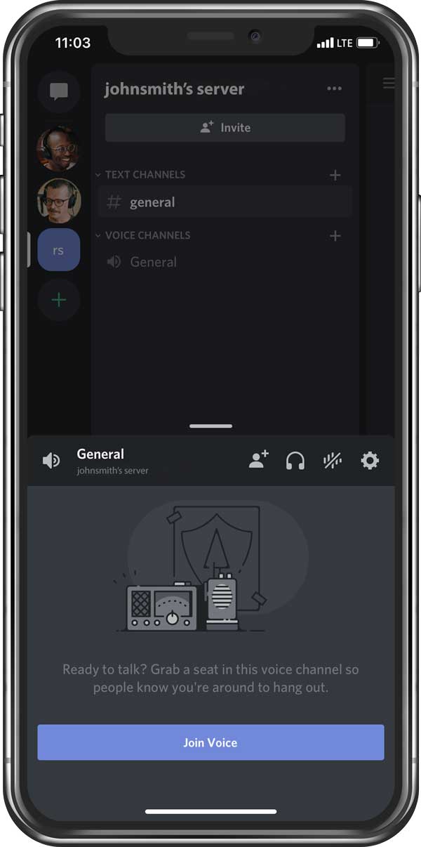 Discord server on mobile