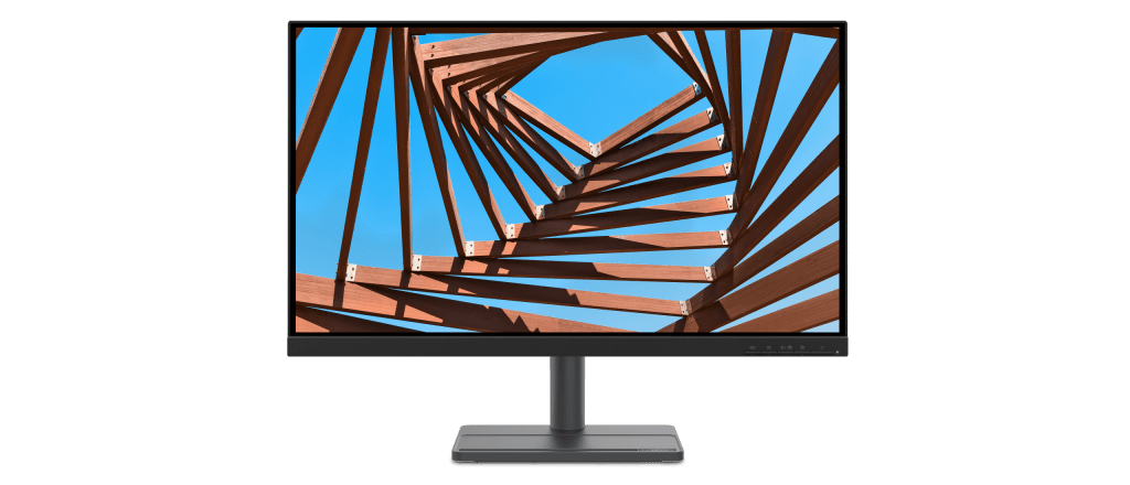 The Lenovo L27e-30 stand in Graphite Grey