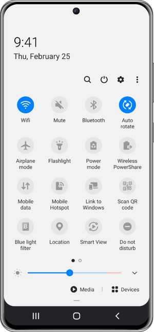 Samsung Quick Settings Tray Extended View