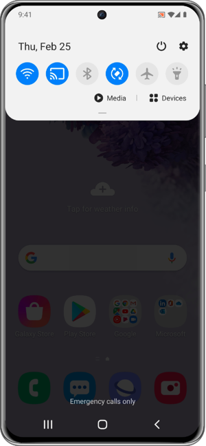 Samsung Quick Settings Google Cast Enabled