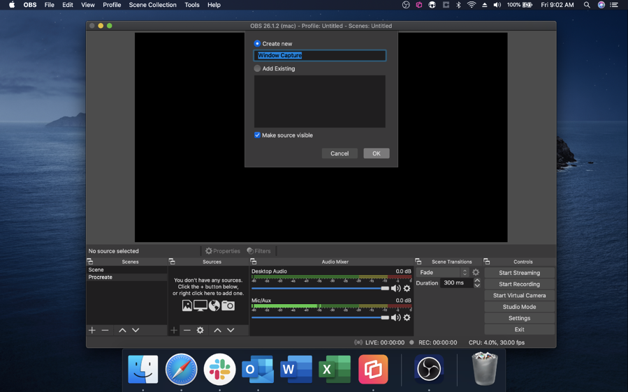 Add a source in OBS