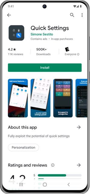 Samsung Play Store Quick Settings App