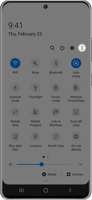 Samsung Quick Settings Tray More Options
