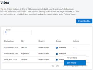APEX Console Site Management page.