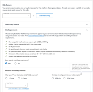 APEX Console Site Requirements page