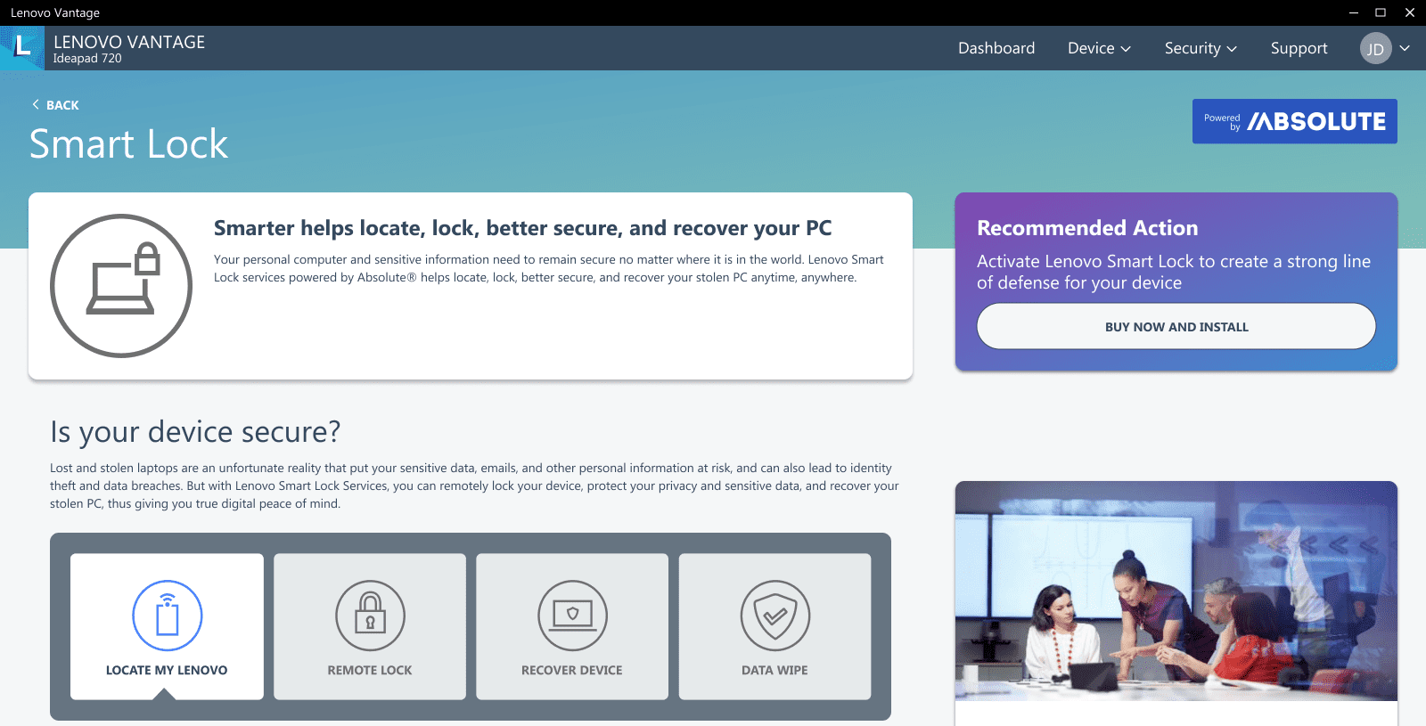 Lenovo Smart Lock Services Screenshot