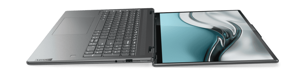 The 16-inch Yoga 7i convertible shown in Storm Grey