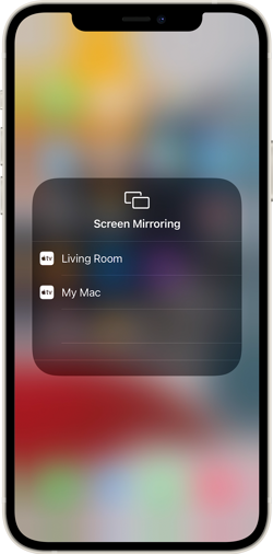 iPhone Screen Mirroring list of AirPlay receivers