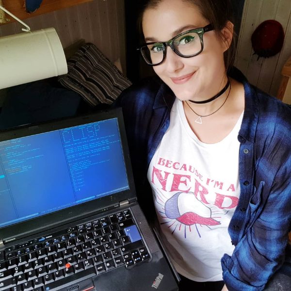Women holding a ThinkPad