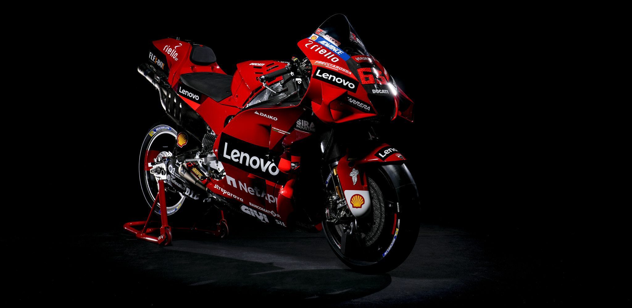 MotoGP bikes with Lenovo sponsorship