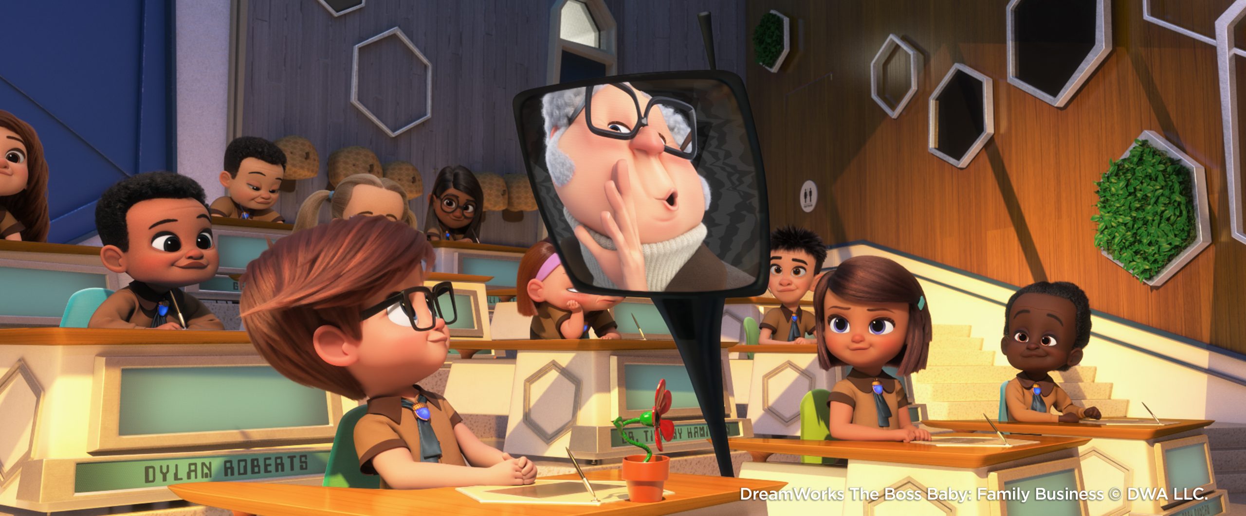(from left) The Boss Baby/Ted Templeton (Alec Baldwin) and young Tim Templeton (James Marsden) in DreamWorks Animation's The Boss Baby: Family Business, directed by Tom McGrath.