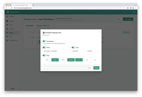 Ditto Digital Signage Scheduling