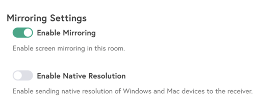 The "Enable Native Resolution" setting toggle in the Ditto Account Portal