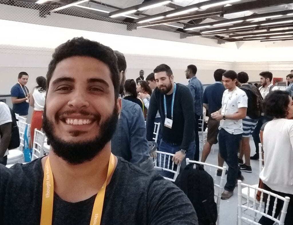 Allan Melo attending the Thought for Food event, where futurists discuss solutions for feeding the population for the next 50 years.