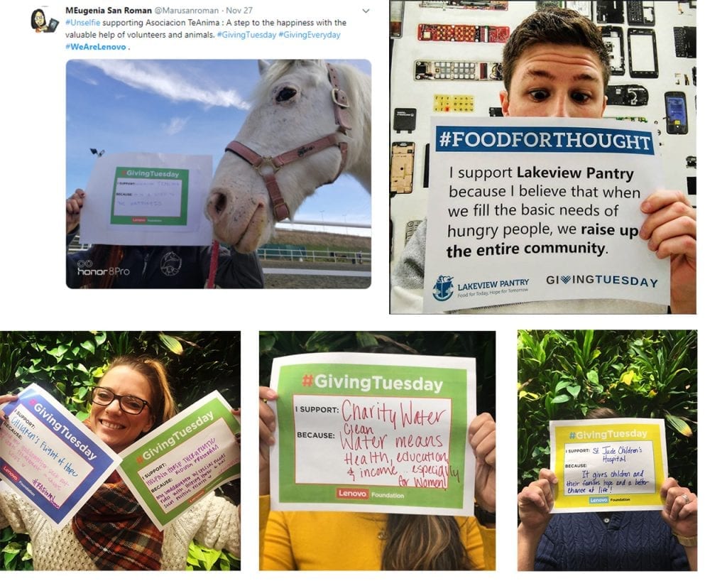 Lenovo Employees Win Donations for Their Favorite Charity with a #GivingTuesday #Unselfie