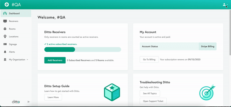 Creating a digital sIgnage role in Ditto