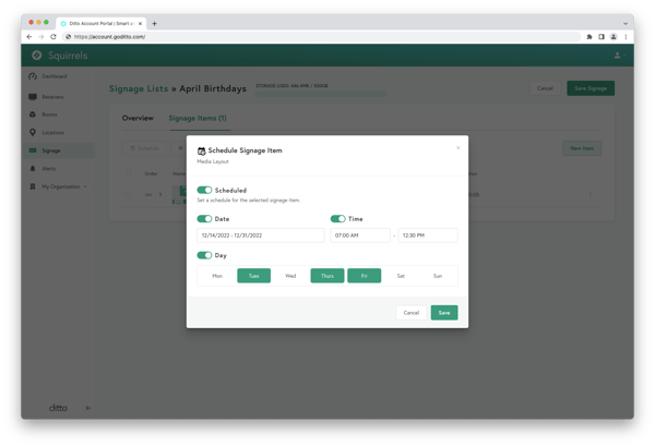 Ditto Digital Signage Scheduling