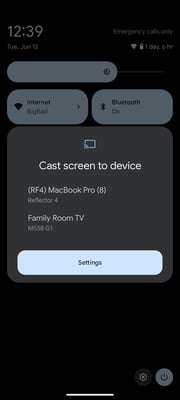 Google Pixel Cast Menu