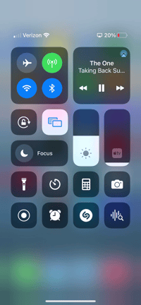 iPhone Control Center