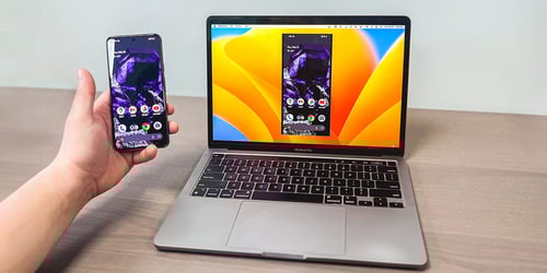 Google Pixel 8 screen mirroring on Mac computer