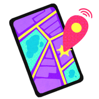 Illustration of GPS on mobile device
