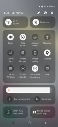 Samsung Galaxy S24 Settings Tray