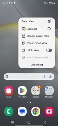 Galaxy S24 Smart View Settings Menu
