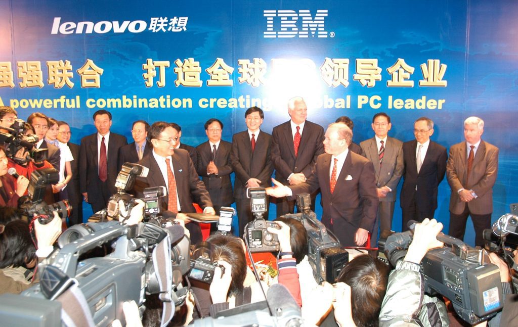 Lenovo and IBM during the 2005 PC division acquisition.
