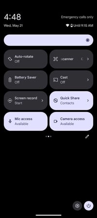 Google Pixel 9 Quick Settings menu