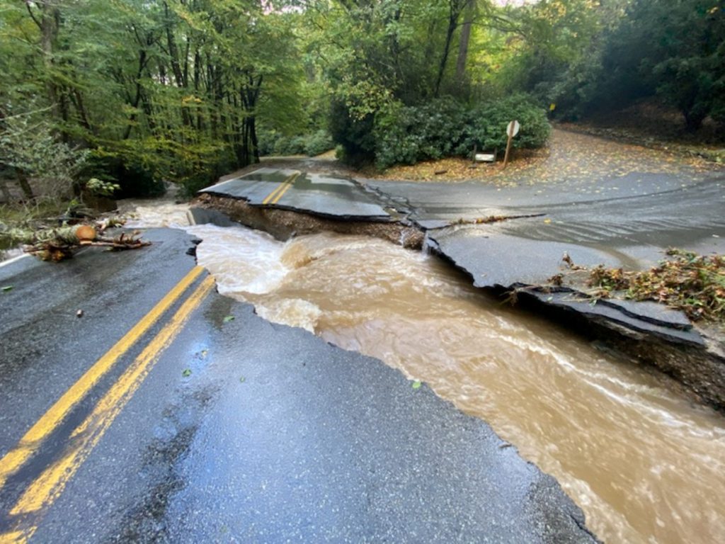Road damage in Blowing Rock
