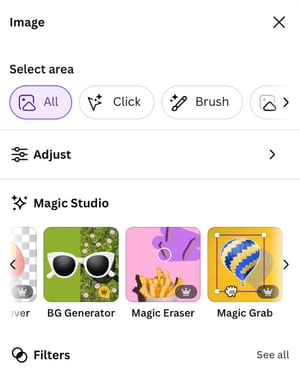 Canva Magic Studio menu